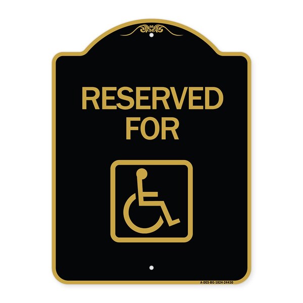 Reserved for With Accessible, Black & Gold Aluminum Architectural Sign, 18" x 24", BG-1824-24430